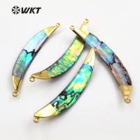 【CW】 WT-P521 Wholesale natural raw Abalone Horn Pendant with 24k gold double loops pendant genuine abalone shell