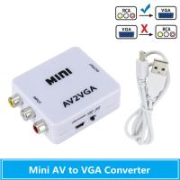 KNQ12 AV2VGA ตัวแปลง AV2VGA RCA ไปยัง VGA AV เป็น VGA ตัวแปลง AV เป็น VGA ใช้งานง่ายๆ HD 1080P สำหรับกล่องรับสัญญาณ /vcd/dvd/ เว็บแคม