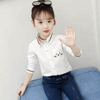 5-16 Year Fashion 2021 Baby Big Girls Cartoon White Shirts Blouse Clothing Children Cotton Long Sleeve Shirt Tops Casual Clothes