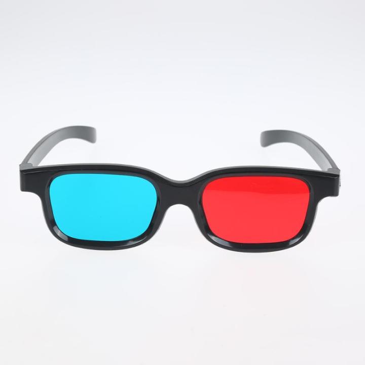 สากล3d-พลาสติกแว่นตาสีแดงสีฟ้าสีดำกรอบสำหรับมิติ-anaglyph-ทีวีภาพยนตร์ดีวีดีเกม