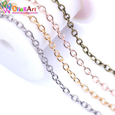 OlingArt 3MLot 6MM Rose GoldGoldRhodiumBronze Color Plated Oval Shape Cross Link Chains DIY Jewelry Accessories Making