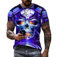 2023New Men T-shirts 3d Skull Print Short Sleeve Summer Fashion Trend Vintage Hip Hop O Neck Tops Oversized Tee Shirt Clothing Tops