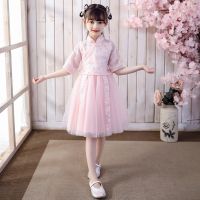 [COD] Chinese style summer improved Tang suit childrens Hanfu girls ancient costume piano performance little girl fluffy gauze