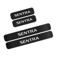 4ชิ้นสำหรับนิสสัน Sentra แผ่นธรณีประตูรถยนต์ไฟเบอร์คาร์บอนสติกเกอร์ปิดป้องกันรอยขีดข่วนอุปกรณ์ปรับแต่งรถยนต์