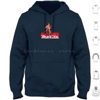 Illustration Pop Art Redhead Powertools Distressed Hoodie cotton Long Sleeve Power Tools Powertools Power Tool Logo Brand