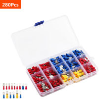 280ชิ้นเซ็ต Cable Lugs Assortment Kit ลวดแบนหญิงและชายฉนวนสายไฟขั้วต่อ Crimp Terminals ชุด Kit