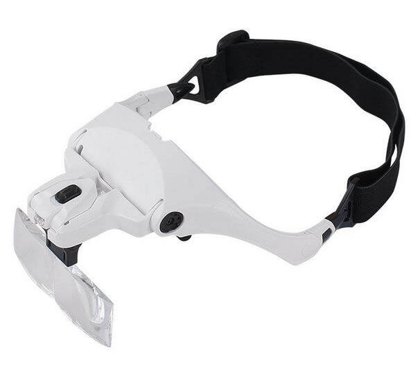 Eyeglass Bracket Headband Interchangeable Magnifier magnifying glass with 2 LED light 1.0X/1.5X