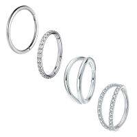 stainless steel CZ Segment Hoop Ring Separating Double Lined Nose Ring Clicker Lip Earring Helix Daith Lip Nose Piercing Jewelry