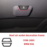 zfbgtr 2pcs Roof Air Outlet Decoration Frame Carbon Fiber Car Stickers For 1998-2005 BMW E46 Interior Accessories Modify