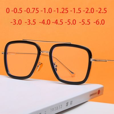 HF แฟชั่นสไตล์โทนี่สตาร์คสำหรับผู้หญิงสายตาสั้นแว่นตาผู้ชายสแควร์การออกแบบแบรนด์ Oculos ย้อนยุคชาย0 0.5 0.75 1.0 1.5ถึง6.0