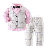 2021Kids Boy Gentleman Clothing Set Long Sleeve Shirt+Waistcoat+Pants Toddler Boy Outfits for Wedding Party Dress Outfits