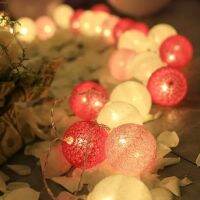 [Ricky Lighting] 20LEDs Cotton Ball Light String แบตเตอรี่ขับเคลื่อนไฟ Fairy Garland สีสันสดใสเหมาะสำหรับครอบครัวงานแต่งงาน Christmas Party Decor