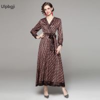 European and American Fashion All-Match Waist Slimming Positioning Printed Dress (with Belt)