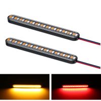 24LED Motorcycle Turn Signal Plate Light Bar Flowing Water License Plate Light Two-Color Led Rear Brake Stop Lamp Tail Indicator