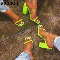 【YY】MCCKLE Women Transparent Sandals Ladies High Heel Slippers Candy Color Open Toes Thick Heel Fashion Female Slides Summer Shoes