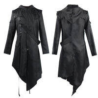 วินเทจบุรุษโกธิค Steampunk แจ็คเก็ตยาวเสื้อโค้ท Retro Medieval Warrior อัศวิน Overcoat ชาย Victoria Long Coat Plus Size