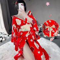 Japanese Kimono Women Bathrobe Night Gown Bridal Dressing Sexy Cosplay Uniform Floral Silk Satin Long Traditional Pajamas