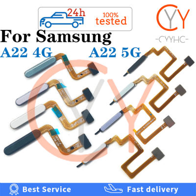 การจดจำลายนิ้วมือใหม่สำหรับ Samsung Galaxy A22 4G 5G ปุ่มกลับบ้านเครื่องสแกนลายนิ้วมือเซนเซอร์กลับมาสายเคเบิ้ลหลักชิ้นส่วนซ่อม ID สัมผัสของโทรศัพท์