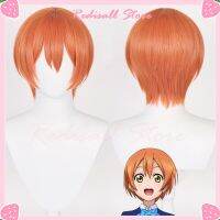 Rlvwq59xkal น่ารักมาก! ครีมนวดผม Hoshizora Rin วิกผมคอสเพลย์สีส้มผมสั้นอะนิเมะโรงเรียนอุปกรณ์ตกแต่งผมเด็กผู้หญิงการเล่นบทบาทของไอดอลหมวกวิกแบบอิสระ