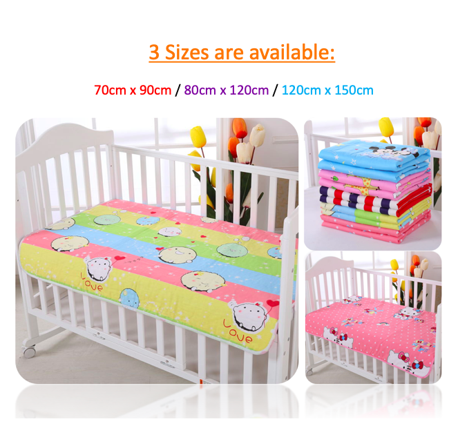 3layer Kids Baby Waterproof Sheet Urine Changing Pads Cute Cartoon Resuable  Cotton Pee Pads Baby Urine Mat for Bed 4size