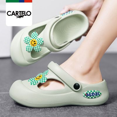 【Hot Sale】 Cartelo crocodile stepping shit feeling hole shoes womens summer Baotou sandals thick bottom non-slip beach