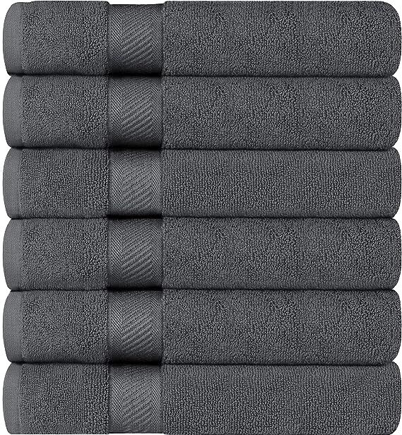 Utopia Towels 6 Pack Medium Bath Towel Set, 100% Ring Spun Cotton (24 x 48  Inches) Lightweight and Highly Absorbent Quick Drying Towels, Premium