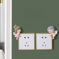 1 Pcs Removable 3D Switch Stickers Reuseable Plug Ornament Simple Creative Angel Girl Shape Socket Decor Wall Stickers Decals