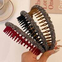 【CC】✲✟  Fashion Headdress Color Flocking Hair Comb Hairbands Headband Hoop Bezel With Teeth Accessories