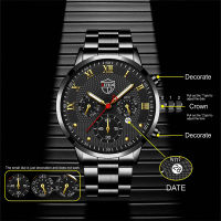 【cw】Fashion Mens Watches for Men Sports Luminous Clock Stainless Steel Quartz Wrist Watch Man Business Leather Watch montre homme ！