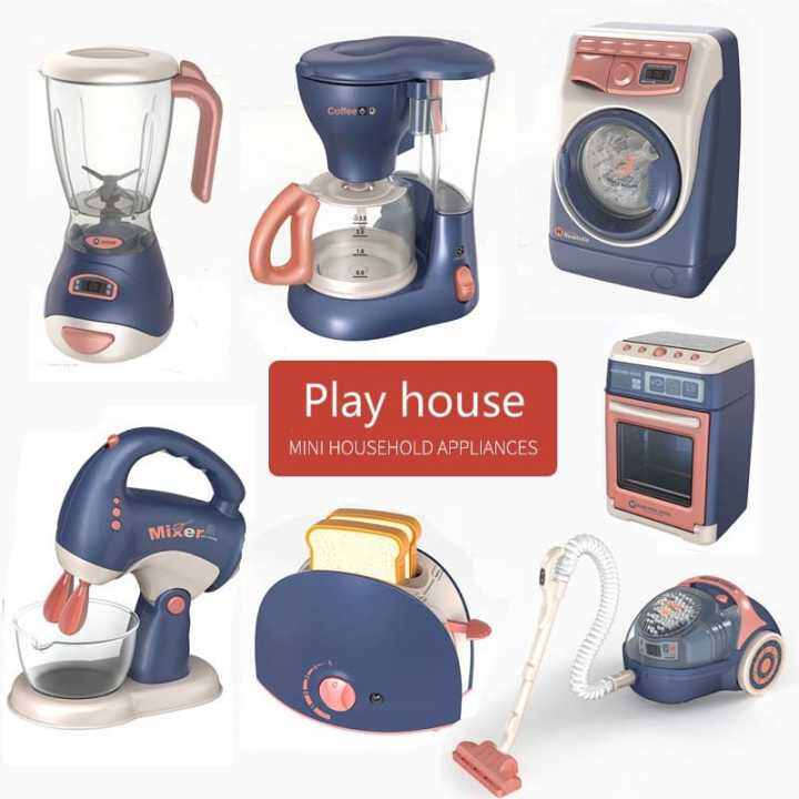 Kitchen Appliances Playset Kids Pretend Toy Juicer Mixer Vacuum Toaster