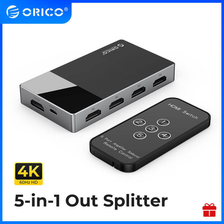 HDMI Switch 5 In 1 Out, ORICO 4K HDMI Splitter Switcher, HDMI Switch ...