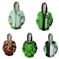 เกม Ben 10 Alien Force Hoodie ฮาโลวีนคอสเพลย์เครื่องแต่งกายผู้ชาย3D พิมพ์ฤดูใบไม้ร่วงแขนยาว Hooded Jacket Zipper Sweatshirt