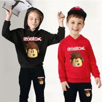 【1.1 ลดราคาปีใหม่ Roblox เสื้อฮู้ดเด็ก + กางเกงกระโปรง ชุด2ชิ้น เสื้อฮู้ดแขนยาว cotton เสื้อฮู้ดเด็กผู้ชาย