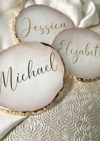 【CC】 Personalized Agate Card Wedding Favour Name Setting Alternative Favours Coaster