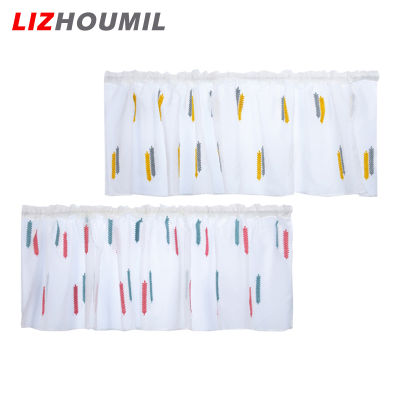 LIZHOUMIL ผ้าปักลายไฟฉายพกพาราวผ้าม่านสั้นสำหรับห้องครัวม่านหน้าต่างโปร่งสำหรับตกแต่งบ้าน