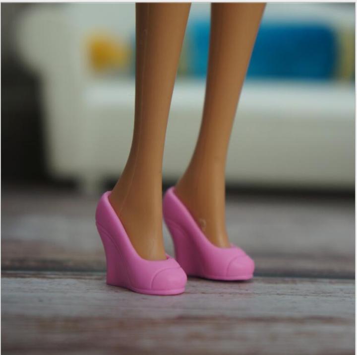 ตุ๊กตาเจ้าหญิงดั้งเดิมรองเท้าเด็ก-diy-อุปกรณ์เสริมตุ๊กตาที่มีสีสันรองเท้าแตะตุ๊กตาสีชมพูสีเงินสีขาวสีดำตกแต่งชิ้นส่วนตุ๊กตา