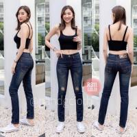 [Denim Jeans] กางเกงยีนส์เดนิม ยีนส์เท่ๆมีสไตน์แต่งกระเป๋าหลังสกิดขาด รุ่น Tims Money R311กางเกงยีนส์เดฟ(เป้าซิป)ยีนส์เอวกลางกำลังพอดีผ้ายืดน้อย