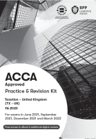 ACCA taxation FA 2020 (tx-uk) practice &amp; Practice &amp; Revision Kit (corresponding to F6) workbook is applicable to 2022.3