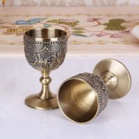 Metal Embossed Wine Goblet Engraving Flower Pattern Chalice Vintage Metal Embossed Wine Cup European Wine Cups Art Crafts