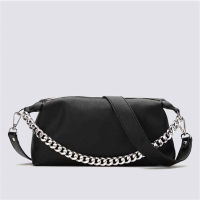 Fashion PU leather Baguette bag metal chain Shoulder Bags Brand Designer Crossbody Bags For Women  Underarm Bag Women Clutch