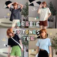 chuuchop_พร้อมส่ง(C7784)✨??Debbie 2 tones tee เสื้อยืดคอกลมกุ๊นคอ มี4สี ผ้ายืดสบาย