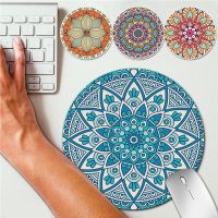 Mini Trumpet Mouse Pad for Computer Pu Leather Non-Slip Mandala Pattern Round Shape Mouse Pad for Macbook Xiaomi Lenovo