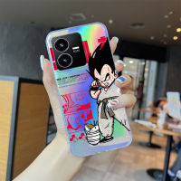 เคสโทรศัพท์สำหรับ Vivo Y02 Y16 Vivo Y22 Y22S Y76อนิเมะ5G (มังกร) การ์ตูน Son Goku เรนโบว์โทรศัพท์สลายเลเซอร์เคสโทรศัพท์ขอบบางเฉียบ TPU นุ่มมากเคสกันกระแทกมีสีสันในตัวบัตรเลเซอร์