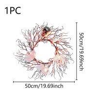 พวงมาลาฮาโลวีน Gngfhjmnyhjmhg แหวนไฟ LED หัวกะโหลกสาขาต้นไม้ตายเทียมเครื่องประดับตกแต่งแขวนงานปาร์ตี้ (ไม่มีการเรียกเก็บเงิน)