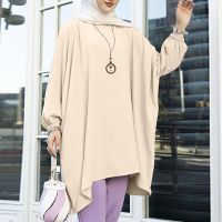 COD dhdfxcz ZANZEA Women Fashion Casual Full Sleeve Solid Color Irregular Hem Retro Muslim Blouse