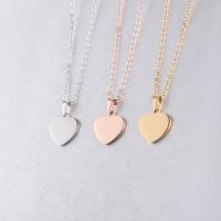 [COD] Cross-border best-selling personalized fashion European and style peach heart love necklace mirror stainless steel can be engraved heart-shaped pendant