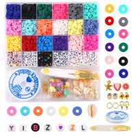 DIY Craft Kit Polymer Clay Beads Flat Round Polymer Clay Spacer Beads for Jewelry Making Bracelets Necklace Earring