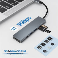 6in1 OTG HDMI-compatible HUB Adapter connector USB C PC For xiaomi MAC Air pro port Type-c Multi Splitter Adapter TF SD