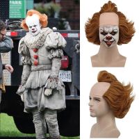 CHUNIY Pennywise วิกผมหยิกหัวล้าน กางเกงขาสั้นแบบสั้น Stephen Kings It วิกโจ๊กเกอร์ตัวตลก ตลกๆ อุปกรณ์ประกอบฉาก วิกผมคอสเพลย์ฮาโลวีน