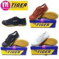 ⭐โปรดี!! รองเท้าผ้าใบ Tiger TG9 ฟุตซอลพื้นเหลือง รองเท้านักเรียน น้ำตาล/ขาว/ดำ รองเท้าผ้าใบไทเกอร์ สั่งก่อนได้ก่อน รองเท้าผ้าใบ ดำ ขาว